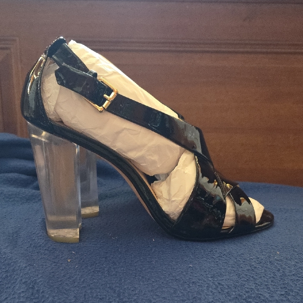 Talbots Black Patent Leather Heels with Transparent Heel - Picture 4 of 8